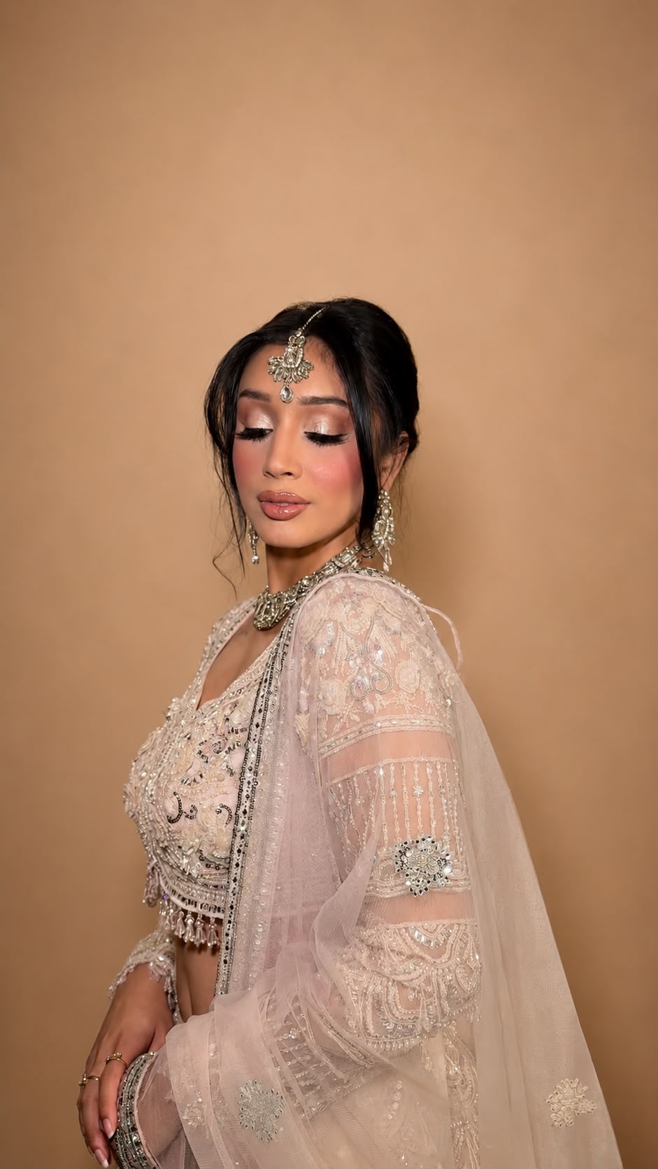 Ivory bridal with silver embellishment